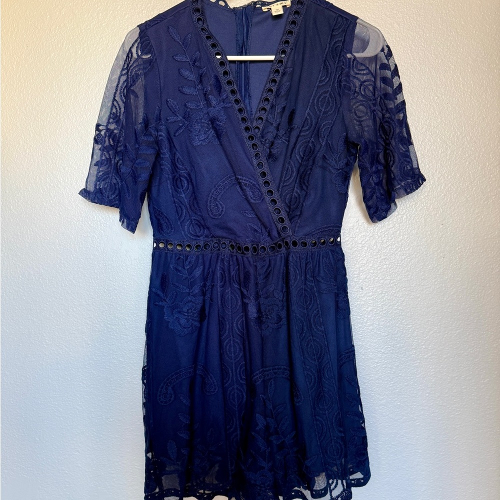 Miami Deep Blue Lace Mini Dress